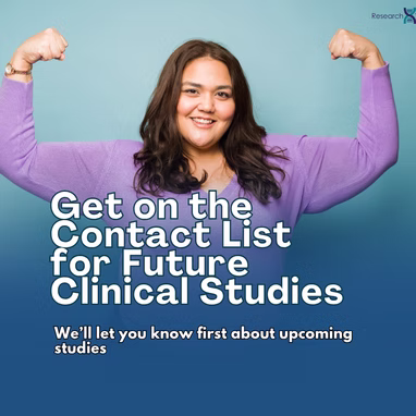 Graphic encouraging people to join contact list for paid research studies in Texas